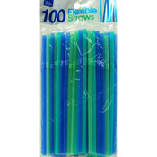 Wholesale - 100pk Green/Blue Flexible Straws c/p 48, UPC: 042887409668